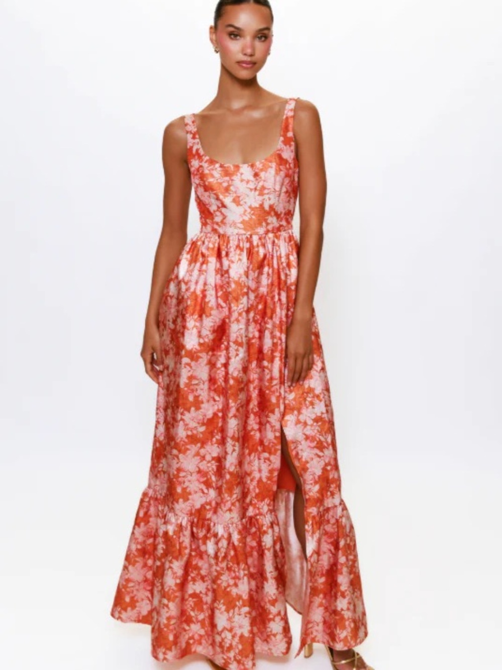 Hutch Orange and White Floral Maxi Dress